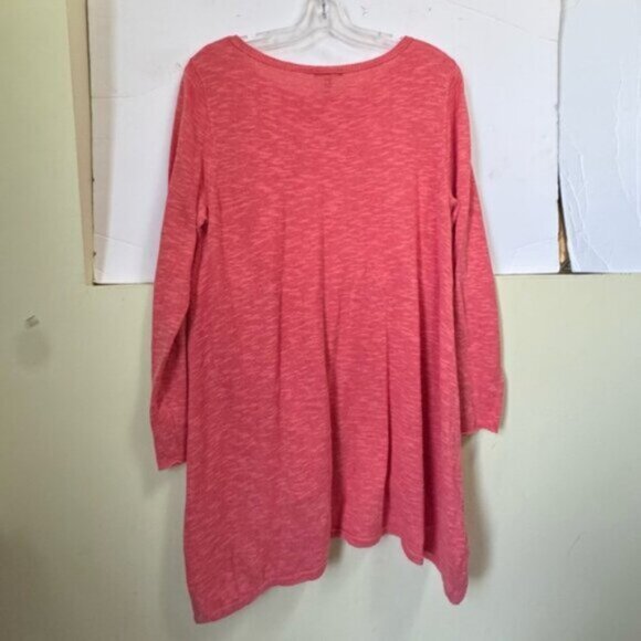 Eileen Fisher Organic Linen Cotton Flora Crew Neck Long Sweater Top Lightweight - Picture 3 of 15